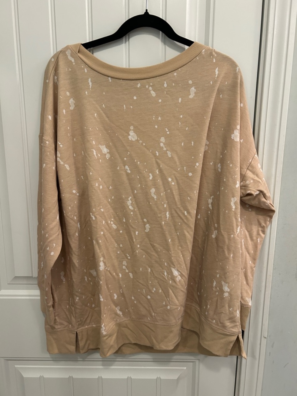 Wonderly Beige Paint-Splatter Oversized Crewneck Sweatshirt